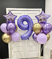 Набор шаров с фиолетовой цифрой