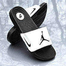 Чорні чоловічі Шльопанці Nike Jordan Сланці Білі капці Найк (розміри: 40,41,44)