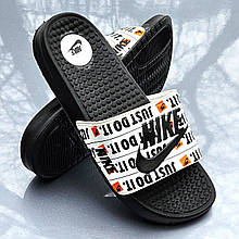 Чорні чоловічі Шльопанці Nike Сланці Білі капці Найк (розміри: 40,41,42,43,44)