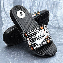 Чорні чоловічі Шльопанці Nike Сланці Білі капці Найк (розміри: 40,41,42,43,44)