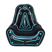 Надувное геймерское кресло с велюровым нескользящим покрытием 112х99x125 см Bestway Mainframe 75077 Черный