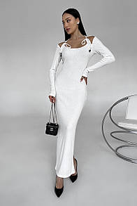 Довге трикотажне біле плаття з ангори Кева 40 42 44 46 48 50 розміри