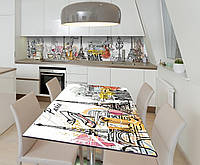Наклейка 3Д виниловая на стол Zatarga «Европейский скетчбук» 650х1200 мм для домов, квартир, столов, кофейн,