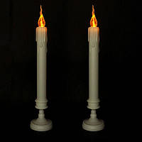 Светодиодная свеча с подсвечником для декора 5.5*24*5.5см на батарейках