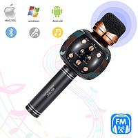 Bluetooth Беспроводной микрофон караоке Wster Karaoke с колонкой и FM радио  Камуфляж LDR