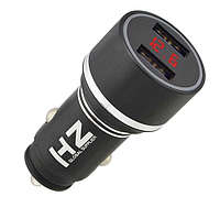 Автомобильное зарядное устройство с вольтметром в прикуриватель HZ 2xUSB АЗУ 2.4A Адаптер для зарядки (5818)