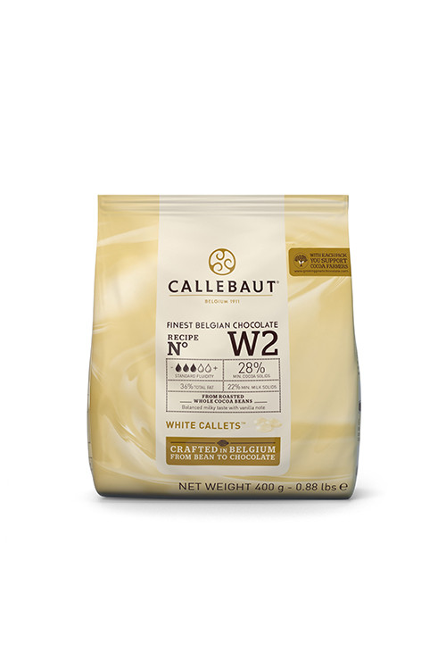 Профессиональный белый шоколад бельгийский W2 28% Callebaut 400 г кондитерский для темпировки - фото 1 - id-p1438587551