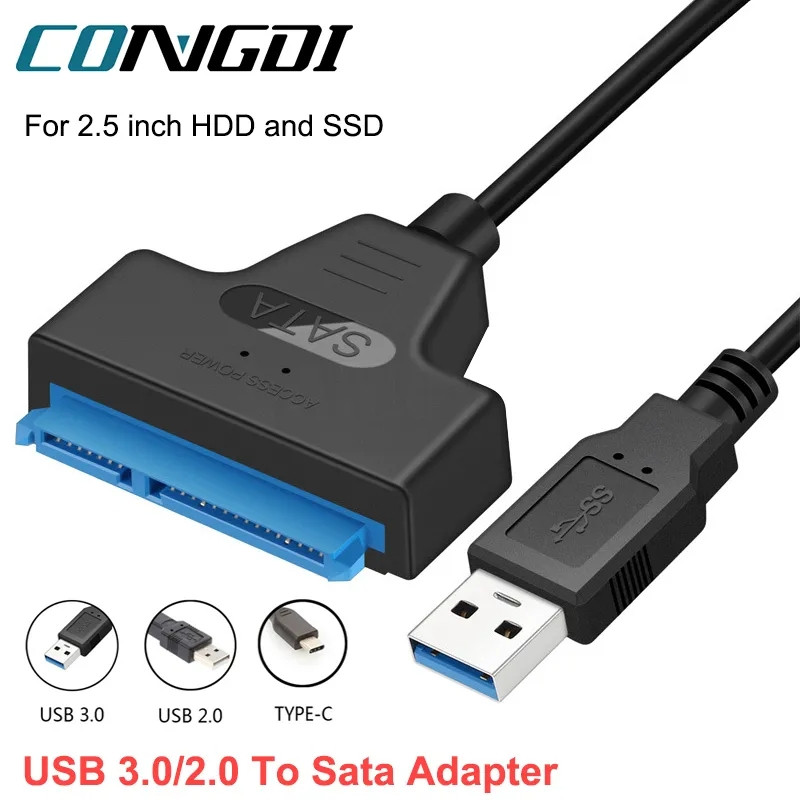 Адаптер Congdi USB 3.0 SATA, перехідник для жорсткого диску, USB 3.0 -> SATA III | 2.5" HDD, SSD