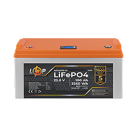 Акумулятор LP LiFePO4 25,6V - 100 Ah (2560Wh) (BMS 80A/80А) пластик LCD Smart BT