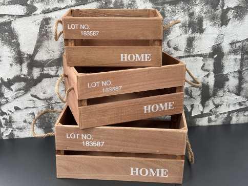 Дерев'яні ящики коричневого кольору "Home". 35х25х17см / Дерев'яні ящики коричневого кольору "Home". 35х25х17см