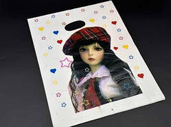 Подарункові поліетиленові пакети 25х35см Фото. Колір білий. / Подарункові поліетиленові пакети 25х35см Фото. Колір білий.