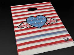 Подарункові поліетиленові пакети 25х35см Полоса. Колір червоний. / Подарункові поліетиленові пакети 25х35см Полоса. Колір