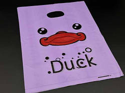 Подарункові поліетиленові пакети 25х35см "Duck". Колір фіолетовий. / Подарункові поліетиленові пакети 25х35см "Duck". Колір