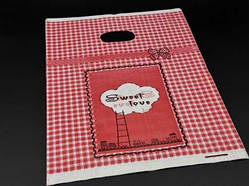 Подарункові поліетиленові пакети 25х35см "Sweet Love". Колір червоний. / Подарункові поліетиленові пакети 25х35см "Sweet Love".