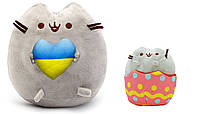 Набор мягких игрушек ST Pusheen cat с сердцем 21х25 см и Кот в яйце 15х12 см Серый (n-10452) TV, код: 8062091