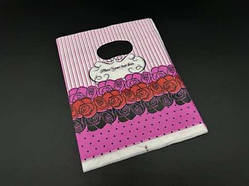 Подарункові поліетиленові пакети 15х20см "Place Your Text Here ". Колір розовий. / Подарункові поліетиленові пакети 15х20см "Place