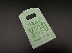 Подарункові поліетиленові пакети 9х15см "Thank You. Please Come Again". Колір зелений. / Подарункові поліетиленові пакети 9х15см