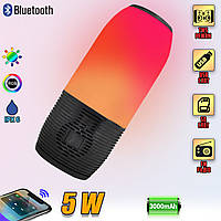 Беспроводная Bluetooth колонка с LED подсветкой HFQ690-Pulse со светомузыкой, USB, microSD, FM Black QTM