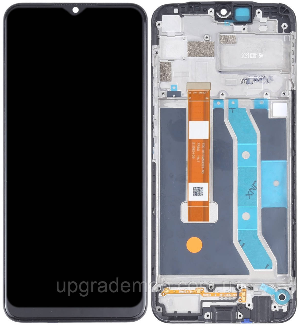 Дисплей модуль тачскрин Realme C11/Narzo 30A чорний з рамкою версія 1 p/n: FPC-HTF065H093-A3, фото 1