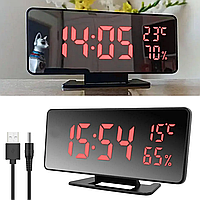 Настольные зеркальные часы от USB, VST-888 / Электронные часы с измерением температуры и влажности