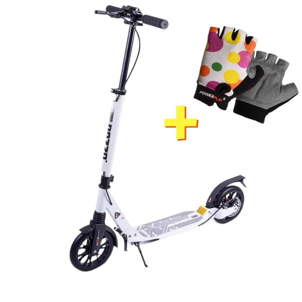 Самокат із дисковим тормозом Razzo NEW CITY 200 мм. алюмінієвий HUL2-200 White, фото 1