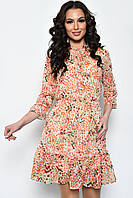 Сукня жіноча шифонова молочного кольору з різнокольоровими візерунками 171593T Безкоштовна доставка