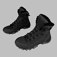 Зимние полуберцы кожаные на меху Oksy Tactical ботинки экомех Black размер 40