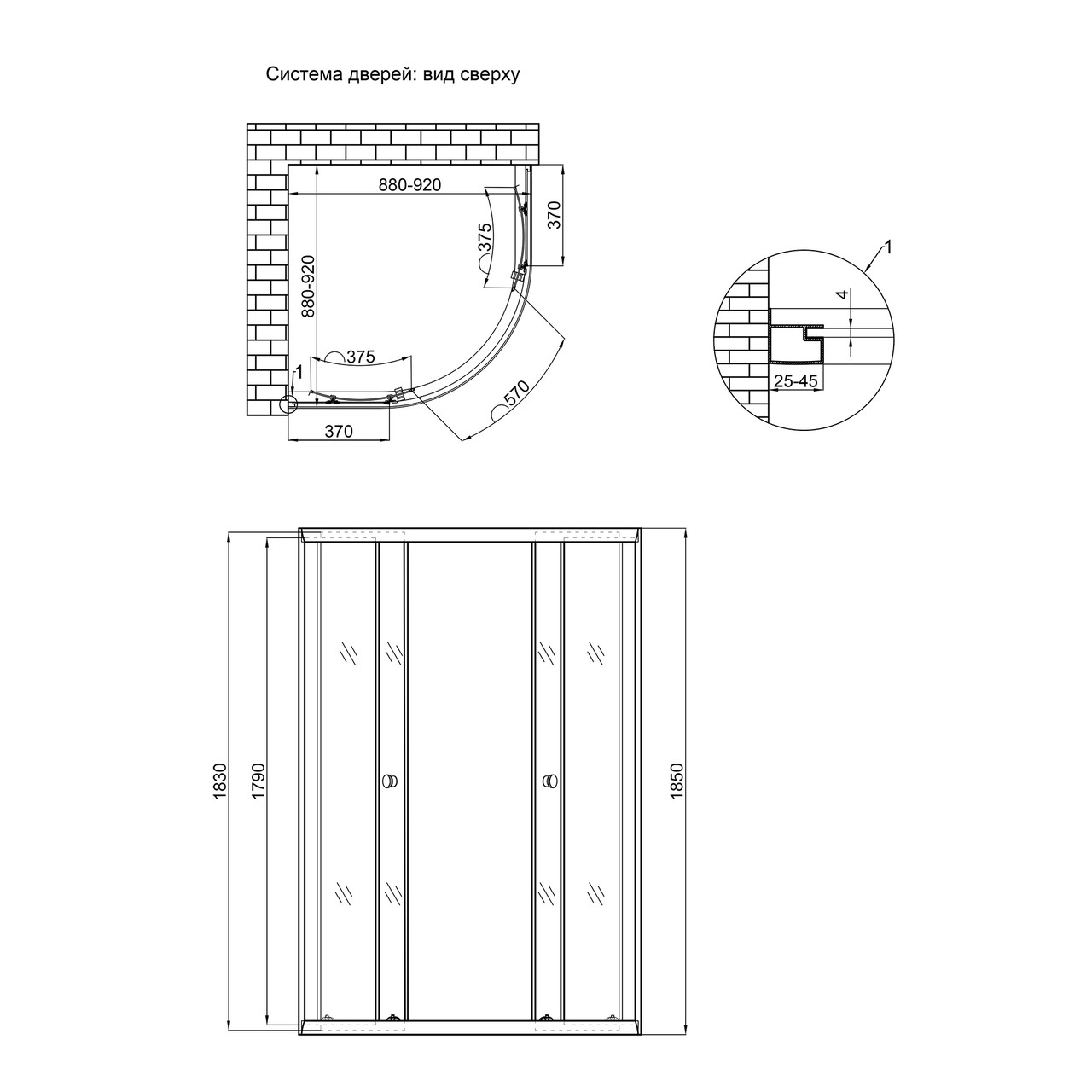 Душова кабіна Lidz Latwa SC90x90.SAT.LOW.GR, скло тоноване 4 мм без піддона