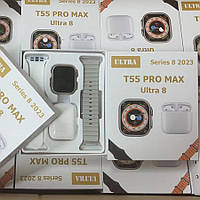 T55 PRO Smart Watch + 2 ремешки + Беспроводные наушники, Детский Набор Умные смарт часы с функциями gs8 ultra