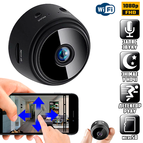 Мини камера видеонаблюдения WiFi 9A-Mini для безопасности дома 1080p ...