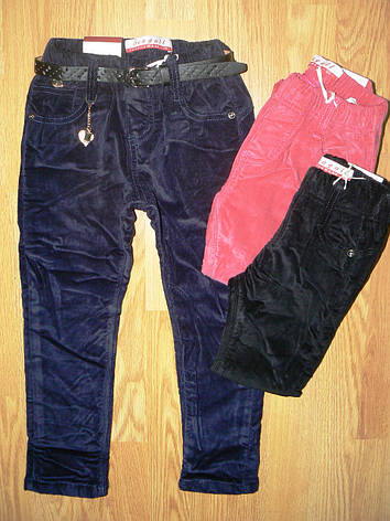 Вельветові штани для дівчаток на флісі, Seagull 98 зріст., фото 2