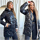 Стильне стьобане жіноче пальто- куртка зима глянцевая плащевка "Елла", фото 4