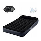 Односпальне надувне велюрове ліжко 191x99x25 см з вбудованим насосом та підголовником Intex 64146 Чорний, фото 4