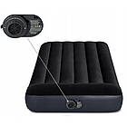 Односпальне надувне велюрове ліжко 191x99x25 см з вбудованим насосом та підголовником Intex 64146 Чорний, фото 7