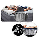 Односпальне надувне велюрове ліжко 191x99x25 см з вбудованим насосом та підголовником Intex 64146 Чорний, фото 8