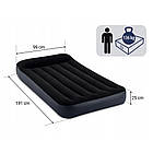 Односпальне надувне велюрове ліжко 191x99x25 см з вбудованим насосом та підголовником Intex 64146 Чорний, фото 10