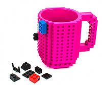 Чашка-кружка Лего конструктор із деталями в комплекті Рожева