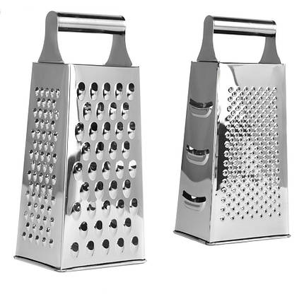 Тертушка чотирьохранна висота 23,5см з круглою ручкою ( нерж., фото 1