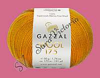 Желтая пряжа 100% шерсть мериноса Gazzal Wool 175 (газал вул 175) шафран 313