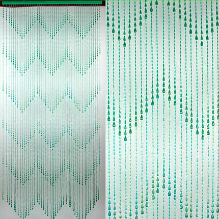 Штора намисто пластикова Крапля Д08 зелений ( ширина 0,90 метра висота 2 метри ), фото 1