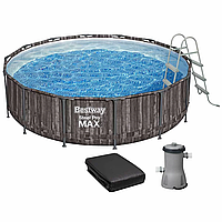 Каркасний басейн Bestway Wood Style 5614Z (427х107 см) з картриджним фільтром-насосом і сходами
