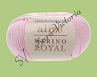 Розовая пряжа 100% шерсть мериноса Alize Merino Royal (ализе мерино рояль) светло-розовый 31