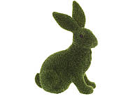 Фигурка Пасхальный кролик - зайчик c флоковым напылением из моха зеленый 24 см