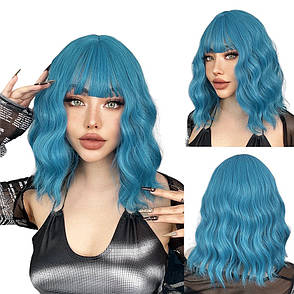 Перука яскрава блакитна, натуральне синтетичне волосся TB056-6, фото 2