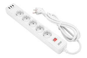 Мережевий фільтр  2E 5хSchuko, 2 м (2E-SP515M2USBWH)