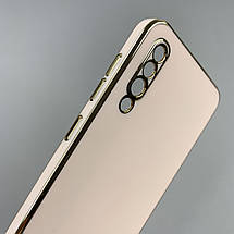 Чохол для Samsung Galaxy A50s чохол із золотою рамкою на телефон самсунг а50с пудровий h7y, фото 3
