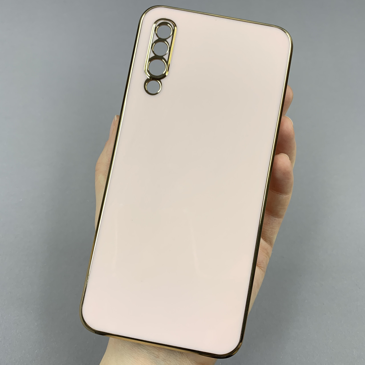 Чохол для Samsung Galaxy A50s чохол із золотою рамкою на телефон самсунг а50с пудровий h7y