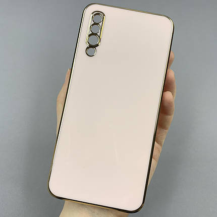 Чохол для Samsung Galaxy A50s чохол із золотою рамкою на телефон самсунг а50с пудровий h7y, фото 1