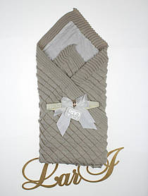 Дитяче в'язане покривало плед для прогулянок з новонародженим, на виписку розмір 85х85 см Lari Сірий