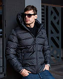 Куртка чоловіча зимова з капюшоном великий розмір 48 графіт, фото 2